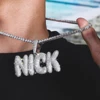 KRKC&CO Wholesale Zircon Crystal Jewelry Custom design Name Diamond Men Necklace Hip Hop Iced Out Custom Letter Pendant