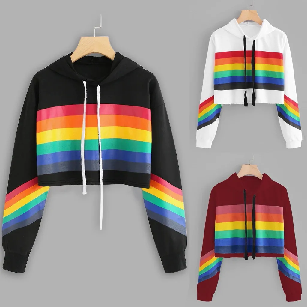 New item Crop Top Hoodies Women Long Sleeve Rainbow Printing Short Blouse Female Sweatshirt
New item Crop Top Hoodies Women Long Sleeve Rainbow Printing Short Blouse Female Sweatshirt