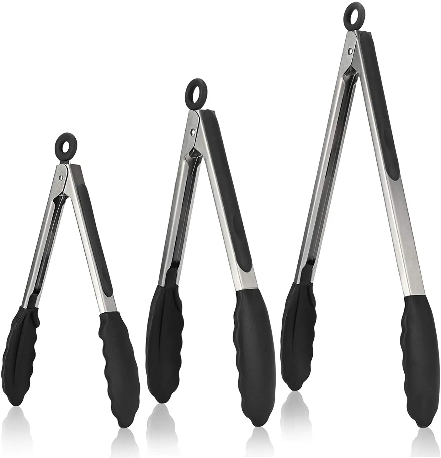 Set of 3 Stainless Steel Heat-Resistant Non-Stick Food Silicone Tongs Set Amazon Hot Selling 7/9/12 Inches Cooking Tongs, Black;red;green;orange
Set of 3 Stainless Steel Heat-Resistant Non-Stick Food Silicone Tongs Set Amazon Hot Selling 7/9/12 Inches Cooking Tongs, Black;red;green;orange