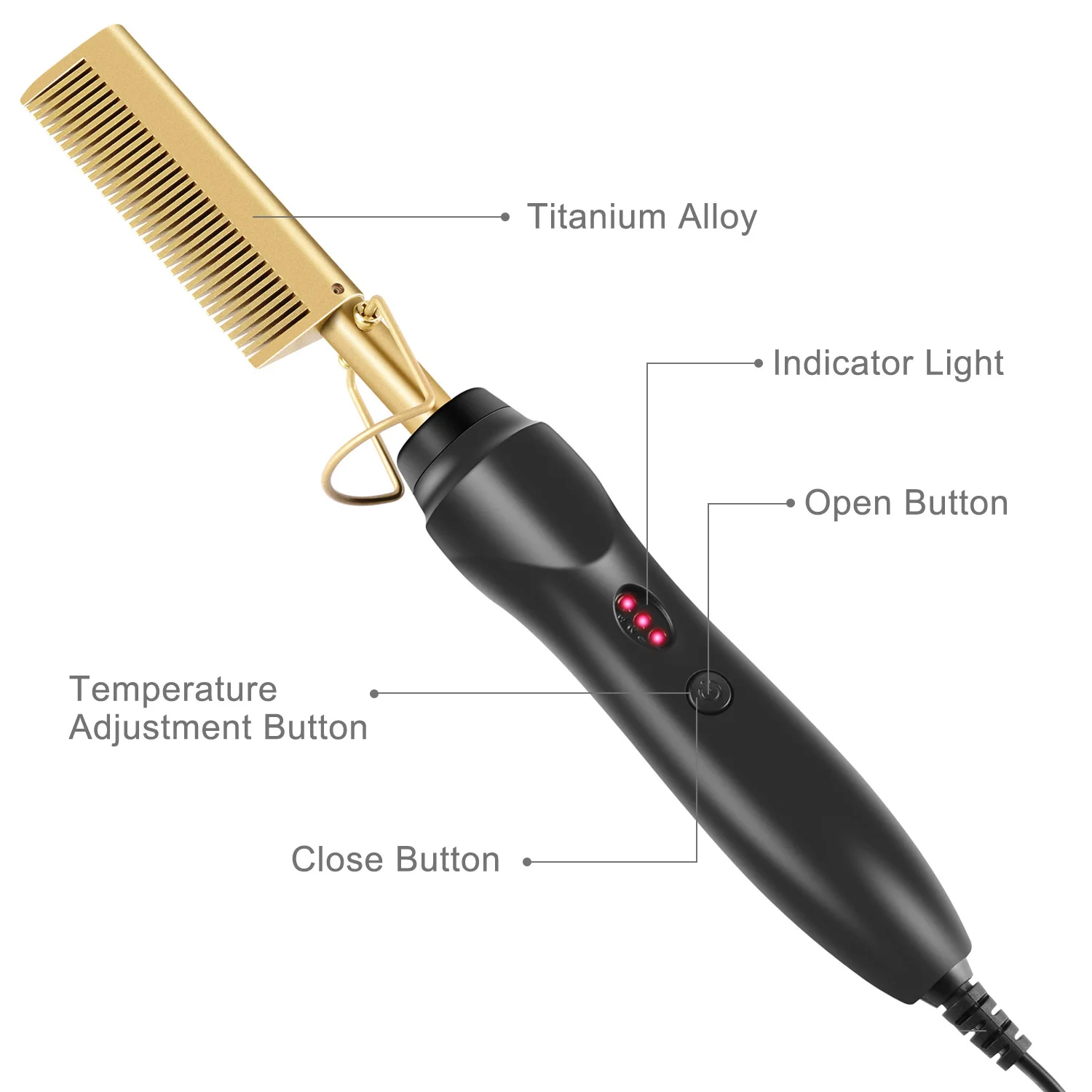 Vendor Custom Mini Black 2 In 1 Multifunctional Hair Air 500 Degrees Electric Hot Comb, Gold
Vendor Custom Mini Black 2 In 1 Multifunctional Hair Air 500 Degrees Electric Hot Comb, Gold