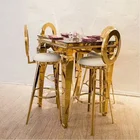 Modern Events and Wedding Stainless Steel Gold Chrome Bar Table