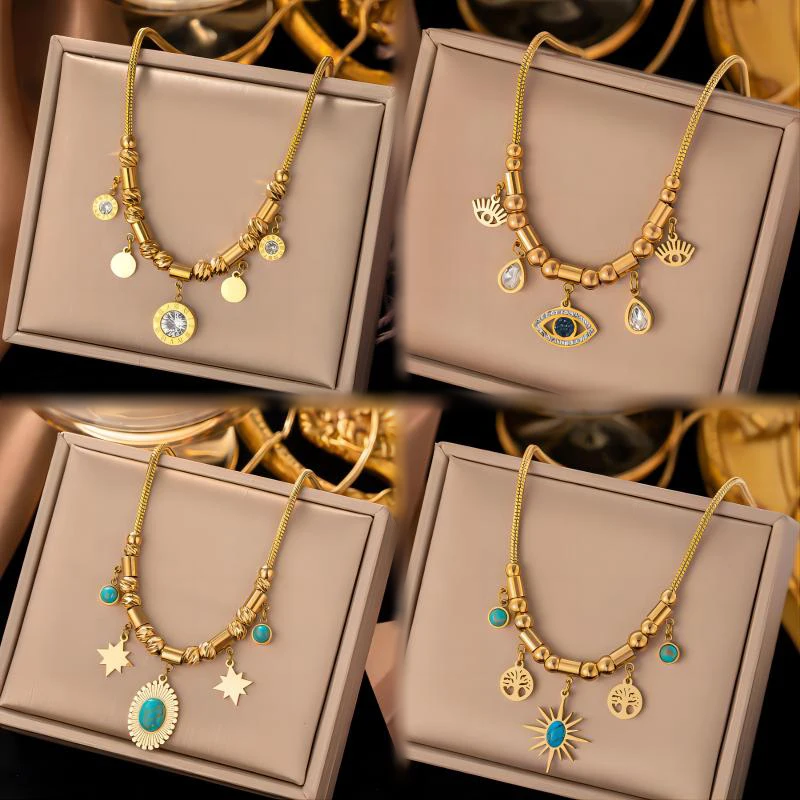 Fashion Stainless Steel 18K Devil's Eye Luxury Crystal Necklace Life Tree Butterfly Pendant Women Necklace Bracelet Jewelry
Fashion Stainless Steel 18K Devil's Eye Luxury Crystal Necklace Life Tree Butterfly Pendant Women Necklace Bracelet Jewelry