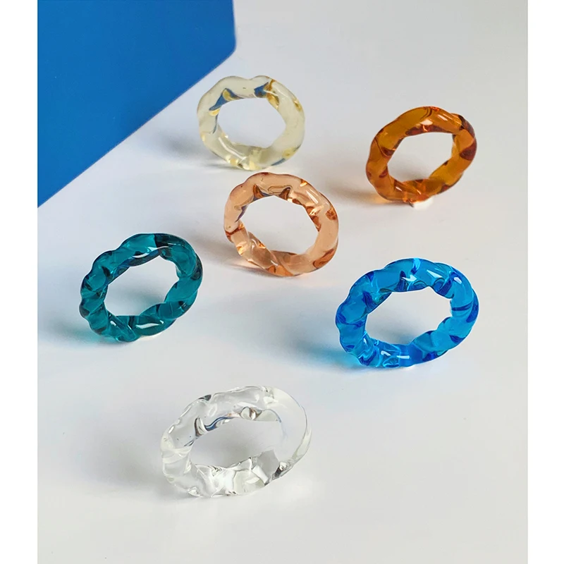 7 Colors Irregular Twisted Clear Glaze Rings Colorful Chunky Glass Rings for Women Cute Korean Plain Vintage Summer Jewelry 2021
7 Colors Irregular Twisted Clear Glaze Rings Colorful Chunky Glass Rings for Women Cute Korean Plain Vintage Summer Jewelry 2021