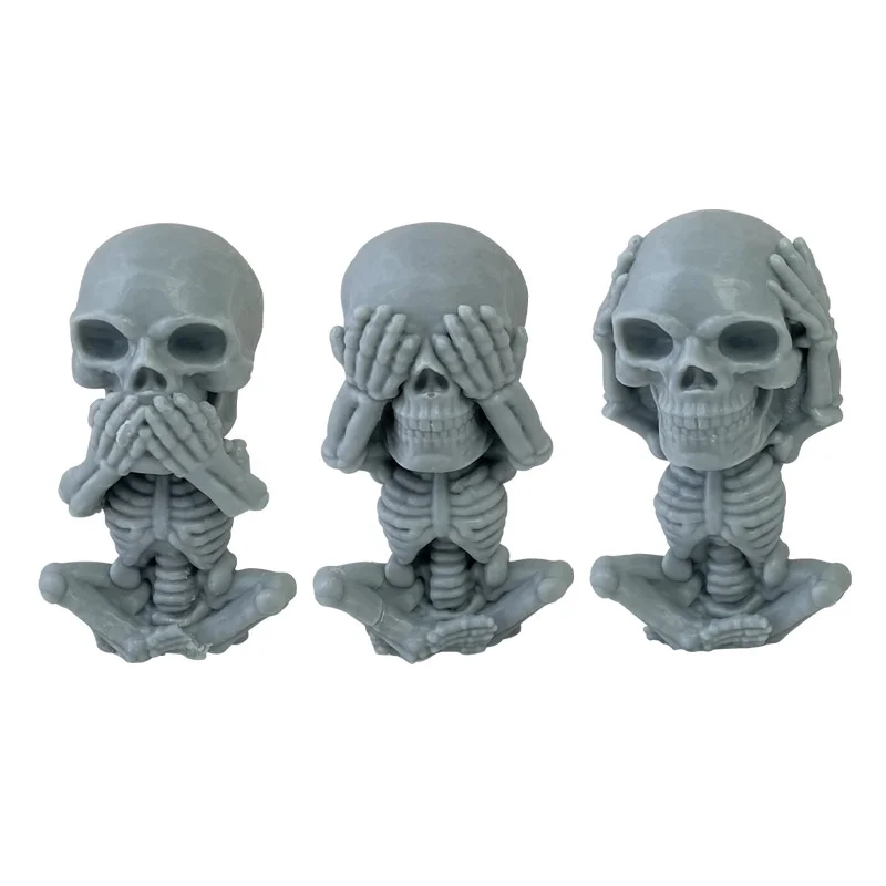 

3D Skeleton Candle Mold Cute Silicone Mould DIY Art Plaster Funny Epoxy Resin Molds, White