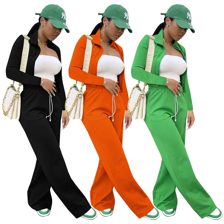 Autumn and Winter long sleeves cropped wide leg pants casual coat sports two-piece suit women's 2 sets
Autumn and Winter long sleeves cropped wide leg pants casual coat sports two-piece suit women's 2 sets