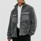 Wholesale men winter zip fastening funnel collar fleece borg jacket