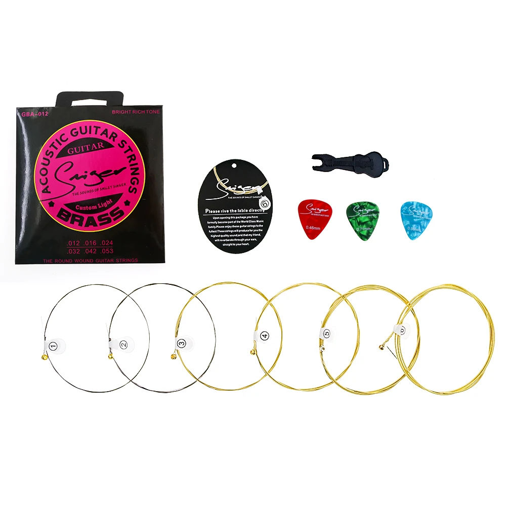 GBA-012 Smiger musical accessory bundle packaging gauge 12 brass material steel acoustic guitar strings
GBA-012 Smiger musical accessory bundle packaging gauge 12 brass material steel acoustic guitar strings