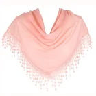 chinese pink triangle 100% viscose scarf with lace fringes for women