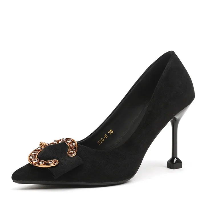 New fashionable sexy pointed toe thin heel water drill suede upper cat heelhigh heel shoes, Black, brown
New fashionable sexy pointed toe thin heel water drill suede upper cat heelhigh heel shoes, Black, brown