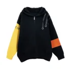 Boyfriend style cool women ladies sweater coat splice Hooded zipper long sleeve winter coat