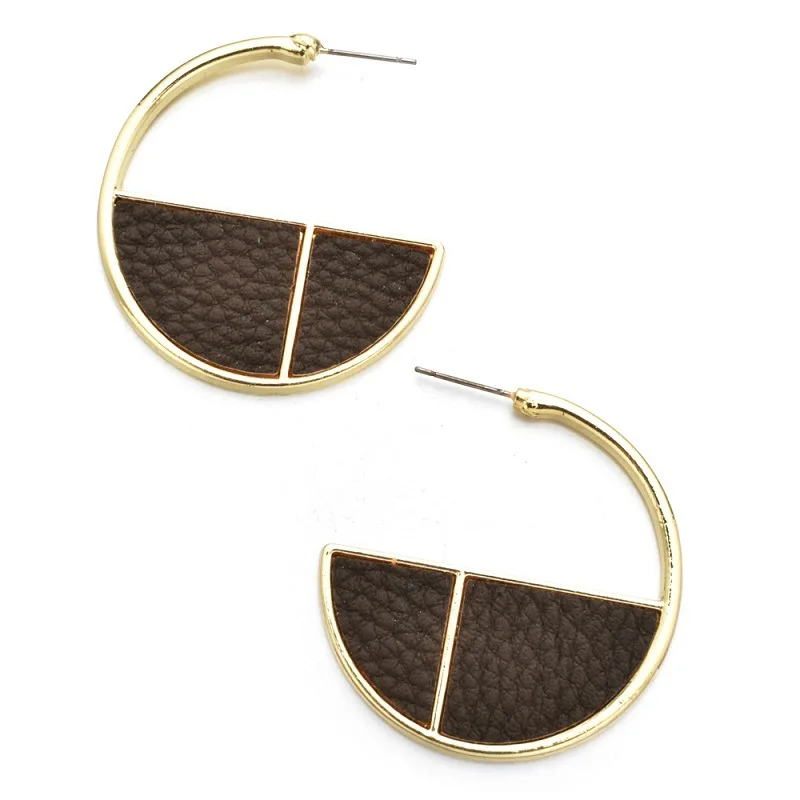 Amazon Hot Sale Newly Designed Geometry Half Circle Retro Style Glued PU Earring, Gold
Amazon Hot Sale Newly Designed Geometry Half Circle Retro Style Glued PU Earring, Gold