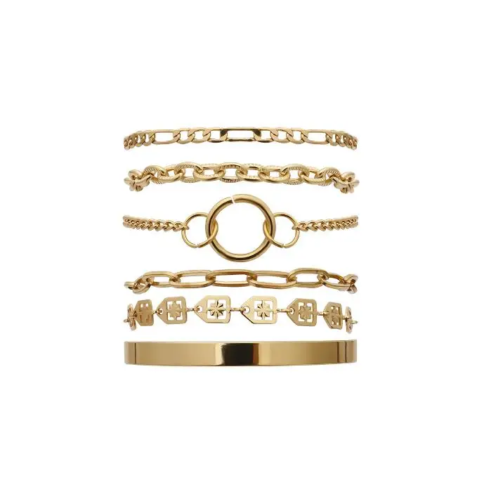 6Pcs/set Multilayer Geometric gold plated Adjustable Chain charm bracelet set for women
6Pcs/set Multilayer Geometric gold plated Adjustable Chain charm bracelet set for women