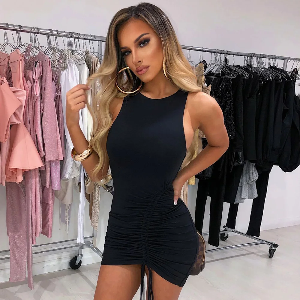Chic Double Layered stretch Jersey Drawstring O Neck Sleeveless Vestidos Outfits Sexy Mini Bodycon Casual Dress, Customized color
Chic Double Layered stretch Jersey Drawstring O Neck Sleeveless Vestidos Outfits Sexy Mini Bodycon Casual Dress, Customized color