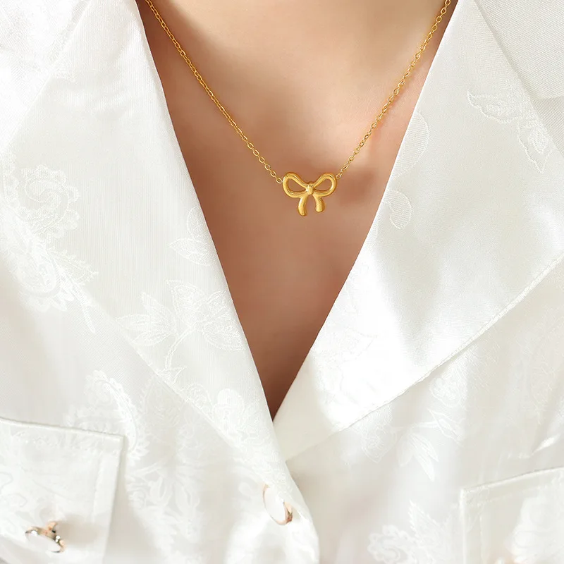 New Fashion Unique Design Trendy Gold Plated Stainless Steel Cute Bowknot Pendant Choker Necklace For Women Girl Gift P878
New Fashion Unique Design Trendy Gold Plated Stainless Steel Cute Bowknot Pendant Choker Necklace For Women Girl Gift P878