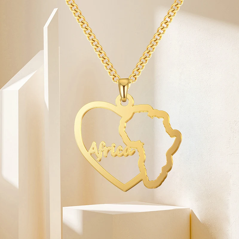 Stainless Steel Real 18k Gold Plated World Map Necklace Jewelry Fashion Women Custom Africa Map Necklace Hollow Heart Necklace
Stainless Steel Real 18k Gold Plated World Map Necklace Jewelry Fashion Women Custom Africa Map Necklace Hollow Heart Necklace