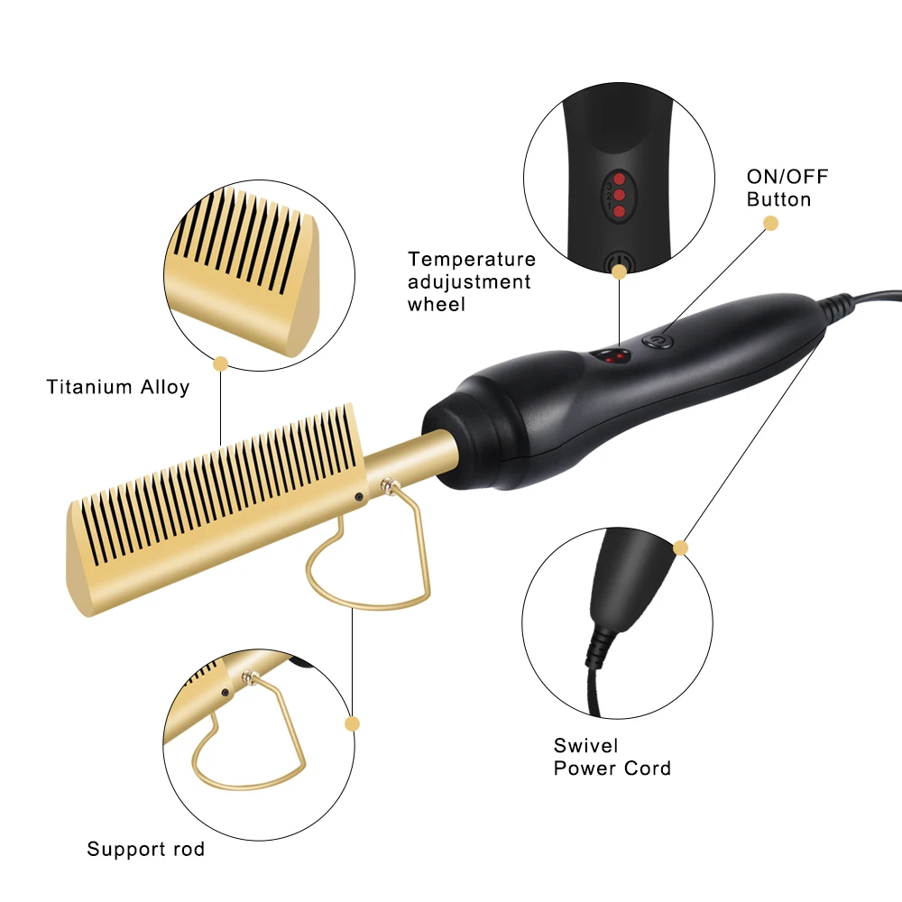 OEM ODM Peigne Chauffant Professional Copper Hot Comb Hair Straighten Brush Portable Salon Electric Heating Hot Comb, Gold
OEM ODM Peigne Chauffant Professional Copper Hot Comb Hair Straighten Brush Portable Salon Electric Heating Hot Comb, Gold