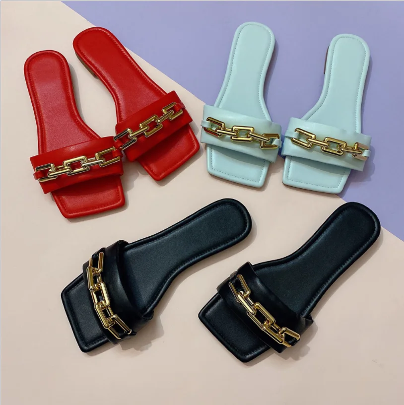2021 Summer New Women's Shoes Fashion indoor and outdoor non-slip Flat Sandals Solid Color Chain women Slippers, Black, red, blue
2021 Summer New Women's Shoes Fashion indoor and outdoor non-slip Flat Sandals Solid Color Chain women Slippers, Black, red, blue