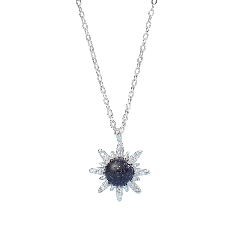 925 sterling silver light luxury micro-inlaid sun necklace for women A1646, White gold
925 sterling silver light luxury micro-inlaid sun necklace for women A1646, White gold