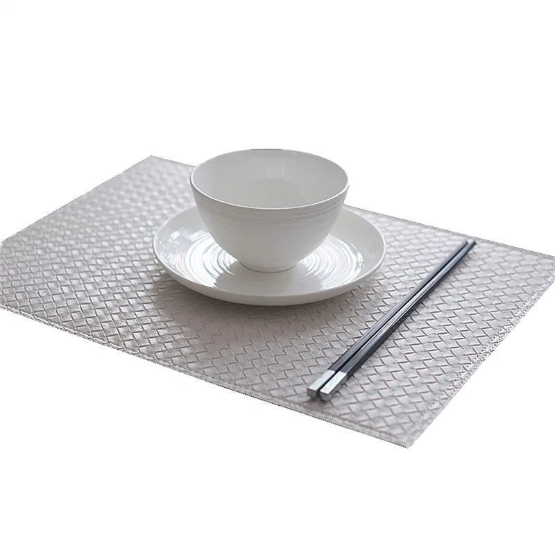Wholesale boho restaurant waterproof PVC plastic woven pattern dining table placemat, Customized color
Wholesale boho restaurant waterproof PVC plastic woven pattern dining table placemat, Customized color