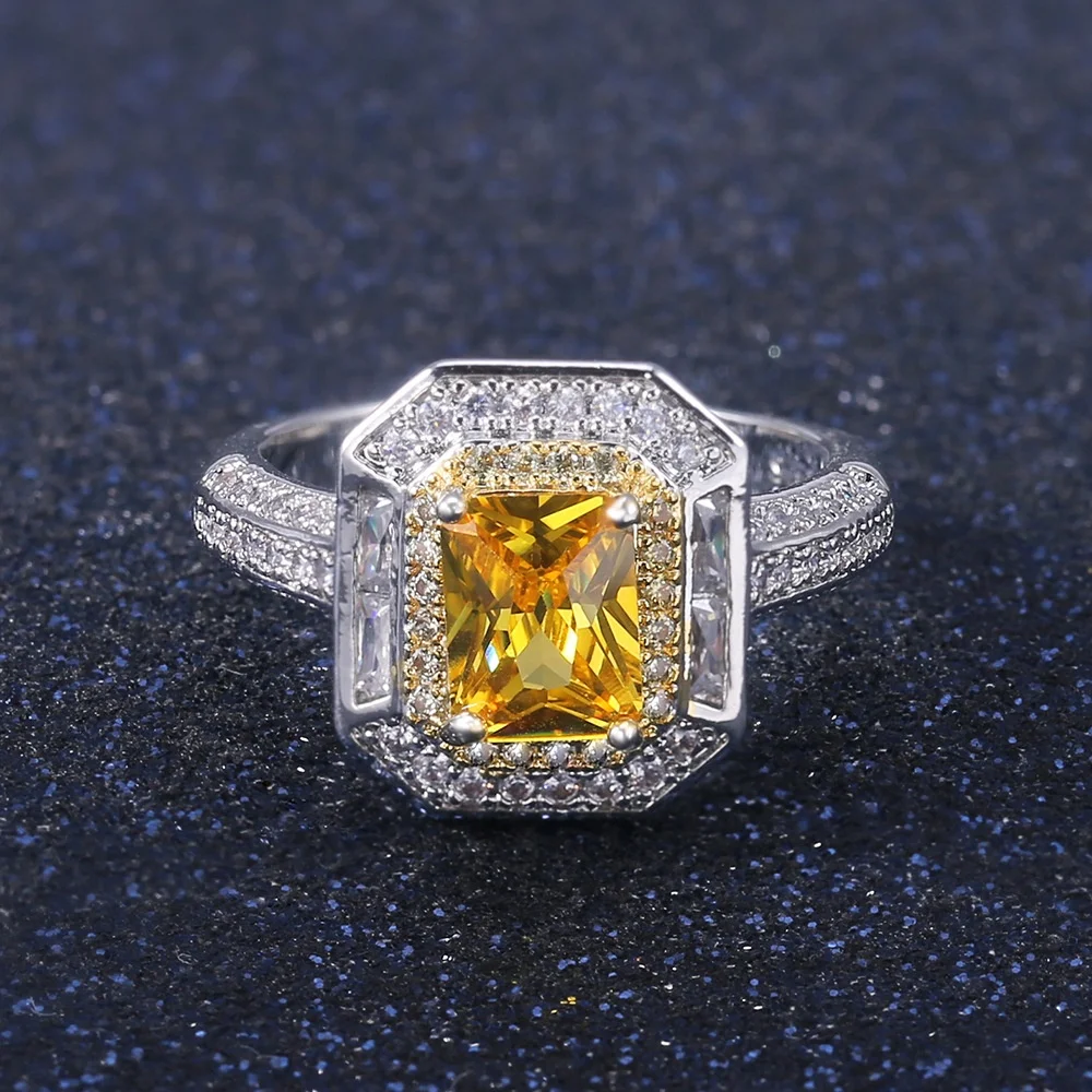 Charm Female Square Yellow Zircon Ring Fashion Love Wedding Band Rings For Women Luxury Solitaire Silver Engagement Ring
Charm Female Square Yellow Zircon Ring Fashion Love Wedding Band Rings For Women Luxury Solitaire Silver Engagement Ring