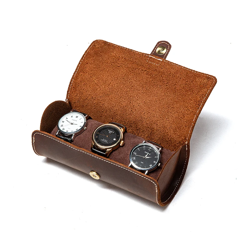 Wholesale Watch Storage Luxury Genuine Leather Mens Mobile Watch Travel Case 3 Slots Pouch Custom Logo Gift Roll Box, Coffee
Wholesale Watch Storage Luxury Genuine Leather Mens Mobile Watch Travel Case 3 Slots Pouch Custom Logo Gift Roll Box, Coffee