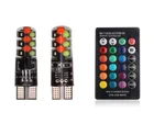 2Pcs/Sets Led COB 12 SMD RGB T10 With Remote Controller 194 168 W5W Car Interior Light Bulbs Auto Headlight Side Signal Light