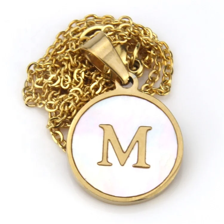 Hot Sale Stainless Steel Round Shell Pendant Necklace Gold Plated Initial 26 Letter Necklace For Women Jewelry
Hot Sale Stainless Steel Round Shell Pendant Necklace Gold Plated Initial 26 Letter Necklace For Women Jewelry