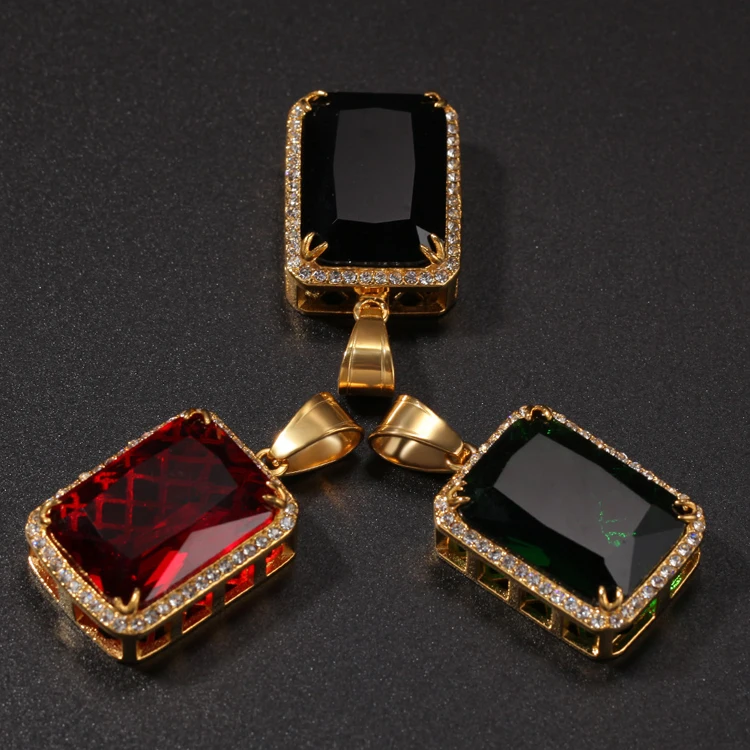 High Quality 18k Gold Plated stainless steel Micro Pave Gemstone Diamond Pendant Necklace Jewelry, Green / blue / red
High Quality 18k Gold Plated stainless steel Micro Pave Gemstone Diamond Pendant Necklace Jewelry, Green / blue / red