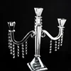 Handmade party use electric candle crystal candle holder 3 arms candelabra