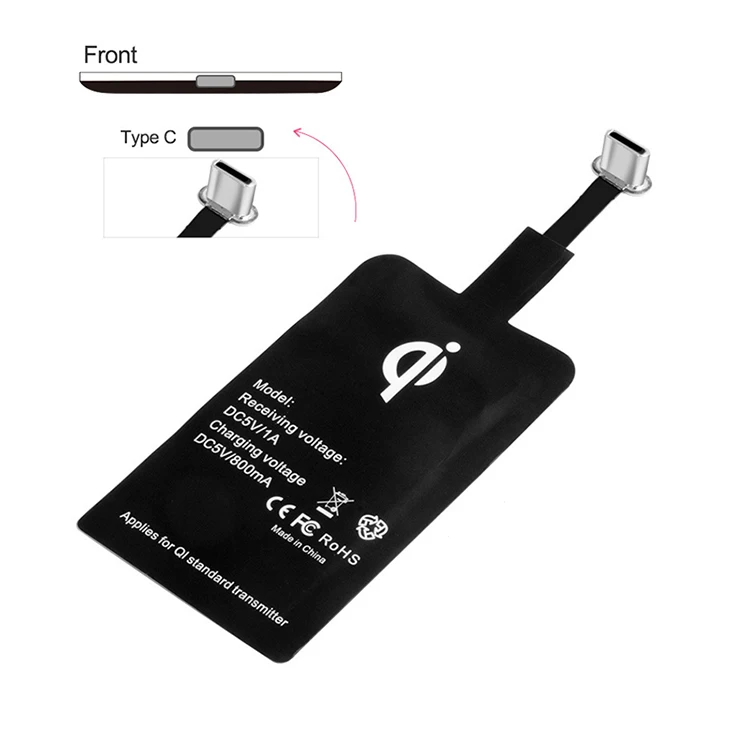 Qi wireless receiver adapter fast charging 5w smart phone charger receiver type c smart phone receiver wireless, Black
Qi wireless receiver adapter fast charging 5w smart phone charger receiver type c smart phone receiver wireless, Black