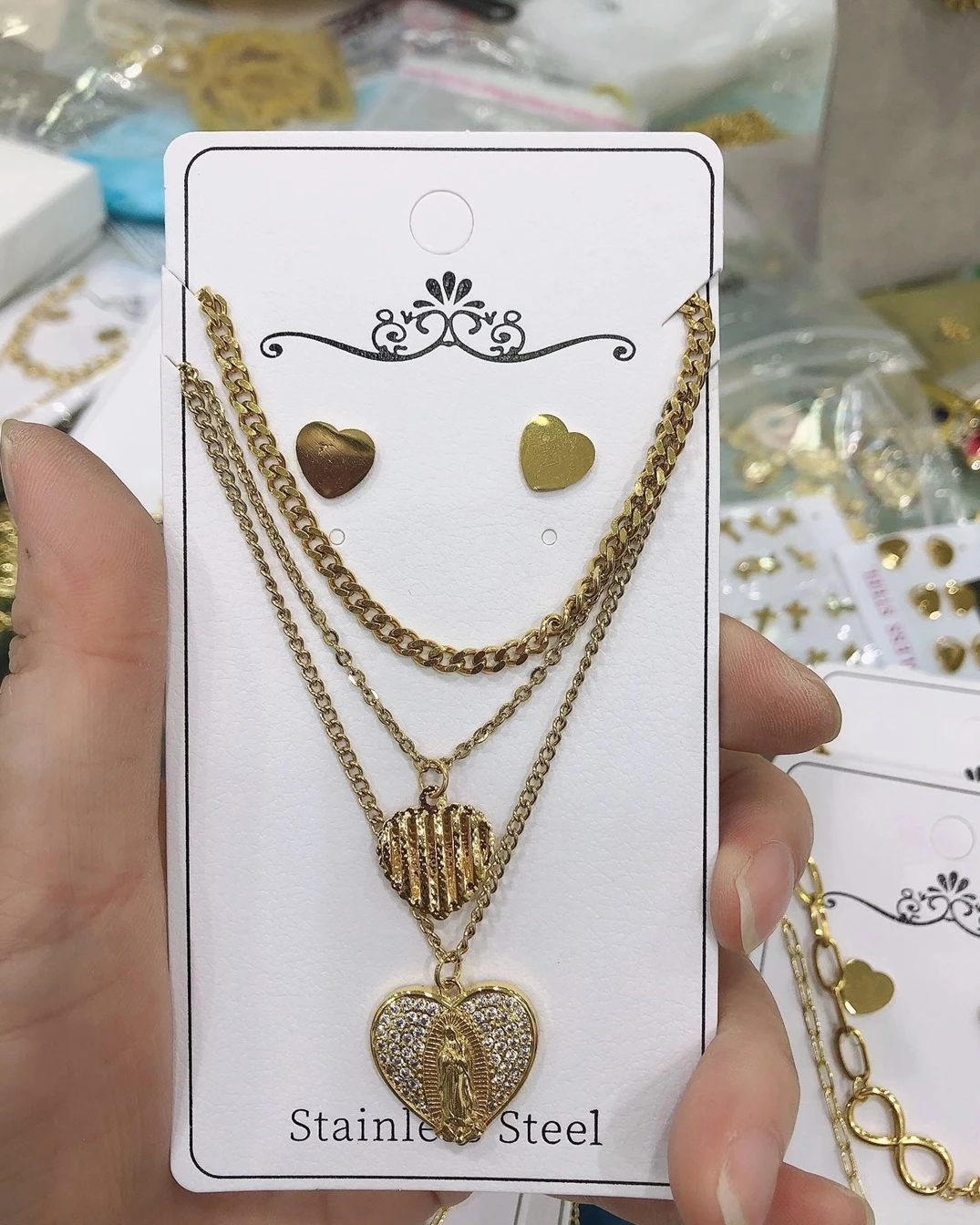 Bohemia Style High Quality Jewelry Heart Lock Cross Pattern Zircon Micro Insert Stainless Steel Jewelry Set
Bohemia Style High Quality Jewelry Heart Lock Cross Pattern Zircon Micro Insert Stainless Steel Jewelry Set