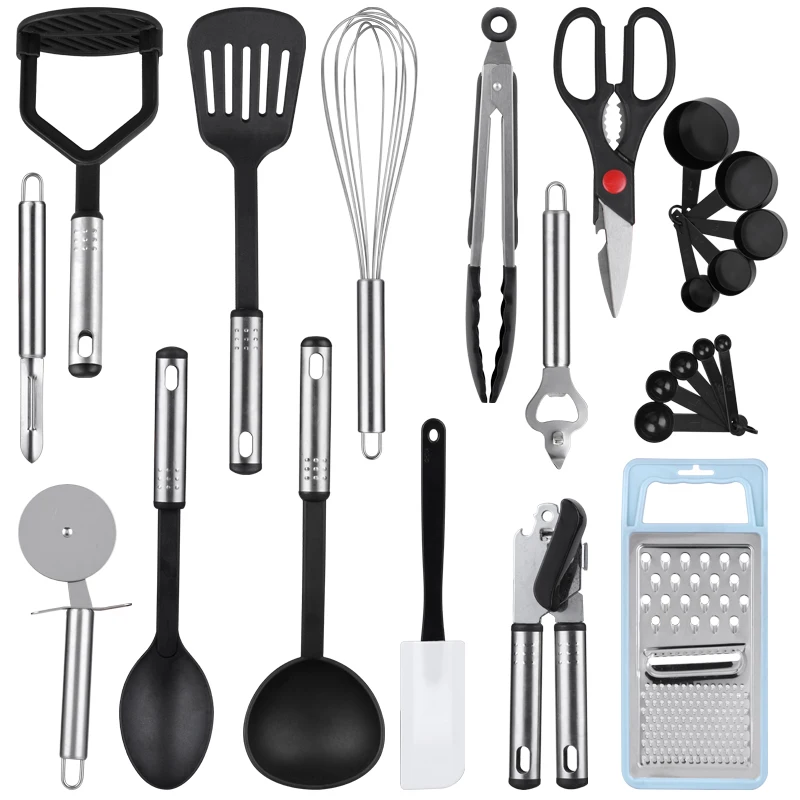 Amazon Top Sell 23 Pcs Nylon Cooking Utensils - Kitchen Utensils With Spatula -Stainless Steel Handle Easy Cooking, Silver+black or customized
Amazon Top Sell 23 Pcs Nylon Cooking Utensils - Kitchen Utensils With Spatula -Stainless Steel Handle Easy Cooking, Silver+black or customized