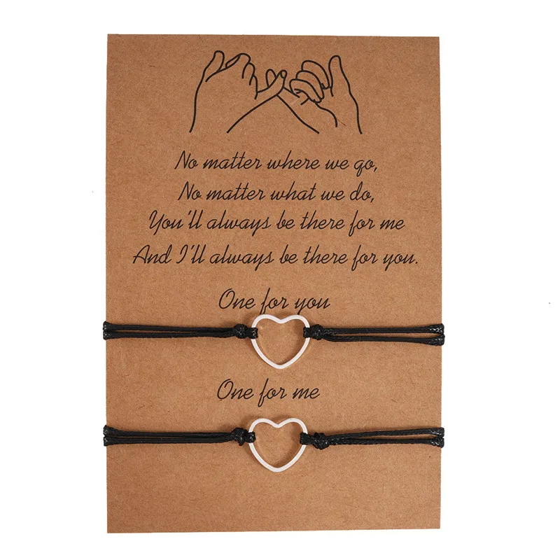 Wholesale Custom Message Card Unisex Love Double Heart Charms Bracelet Couple Jewelry Friendship Wish Bracelet Girl Gift, Custom color support
Wholesale Custom Message Card Unisex Love Double Heart Charms Bracelet Couple Jewelry Friendship Wish Bracelet Girl Gift, Custom color support