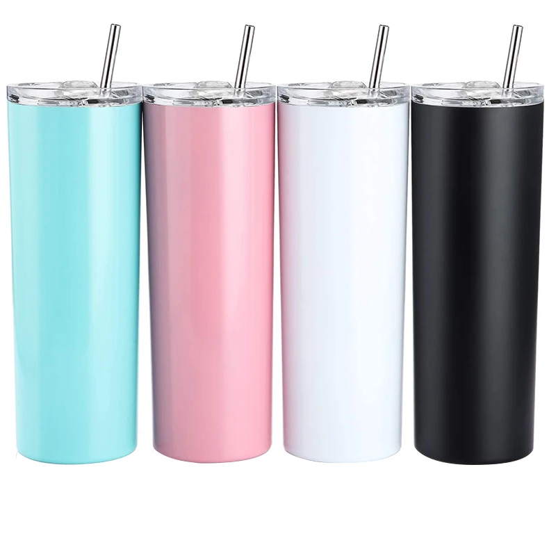 

Wholesale Customized Color 600ml Insulated Vacuum 20 Oz Stainless Steel Straight Tumbler With Lids And Straws