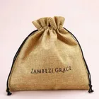 Natural tea packaging burlap jute gift bag with drawstring