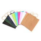 Multi-color printing recycled white kraft paper shopping bag with twisted handle