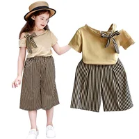 Summer Girls Clothing Sets Children Girls Off Shoulder Crop Top Short Sleeve T-shirt+Striped Print Shorts Suits 2Pcs Costume Set
Summer Girls Clothing Sets Children Girls Off Shoulder Crop Top Short Sleeve T-shirt+Striped Print Shorts Suits 2Pcs Costume Set