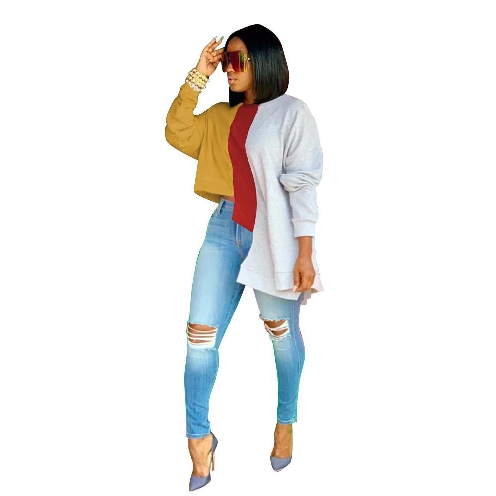 2020 New arrival women Long sleeve high Low top summer contrast slim cotton ladies t shirts
2020 New arrival women Long sleeve high Low top summer contrast slim cotton ladies t shirts