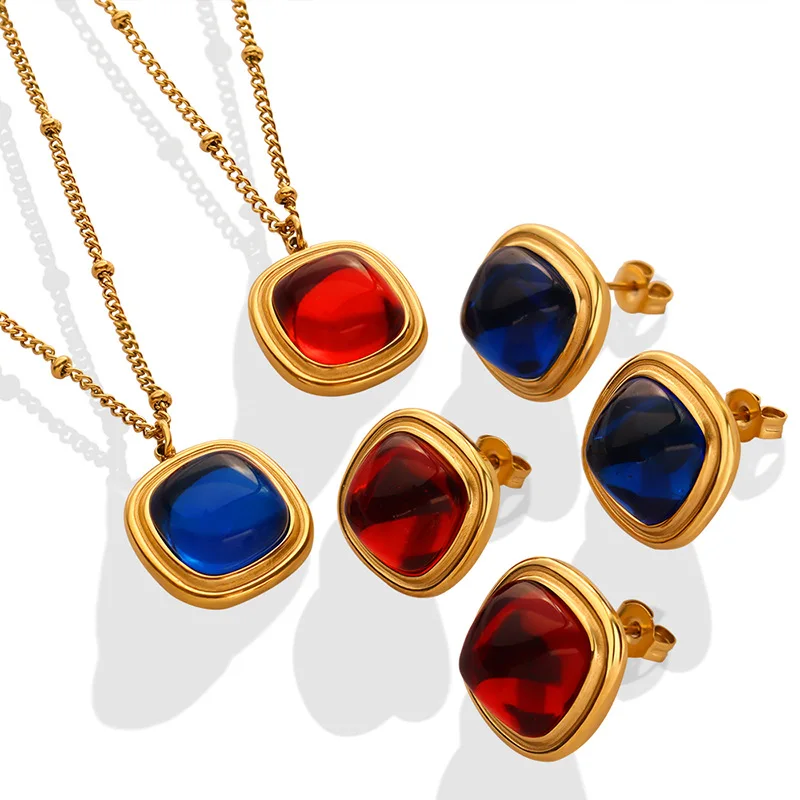Joolim 18K Gold Plated Blue Red Square Crystal Pendant Necklace Stainless Steel Necklace Jewelry Wholesale
Joolim 18K Gold Plated Blue Red Square Crystal Pendant Necklace Stainless Steel Necklace Jewelry Wholesale