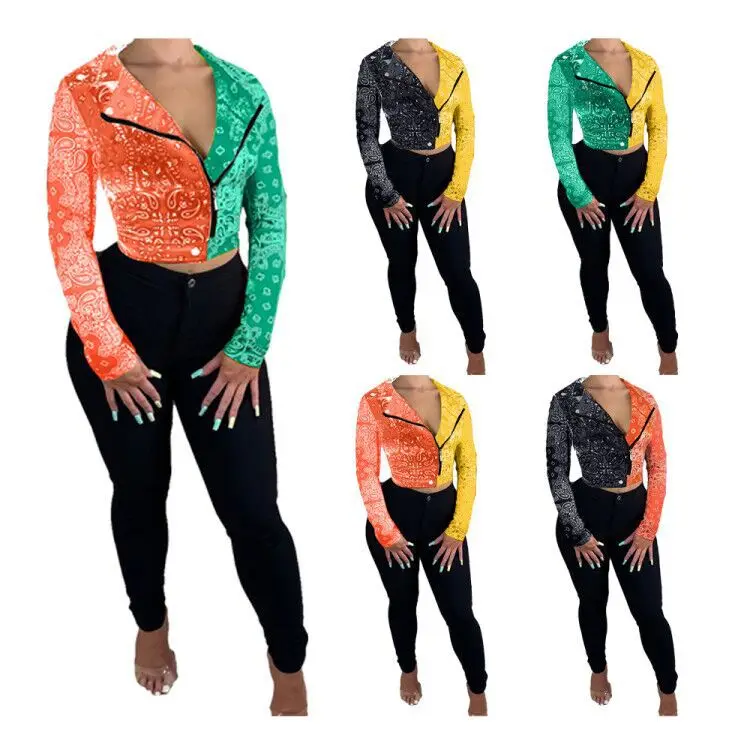 Women Autumn Bandanna Print Patchwork Zipper Up Long Sleeve Streetwear Jacket Vintage Ethnic Printed Short Zipper Front Coat Top
Women Autumn Bandanna Print Patchwork Zipper Up Long Sleeve Streetwear Jacket Vintage Ethnic Printed Short Zipper Front Coat Top