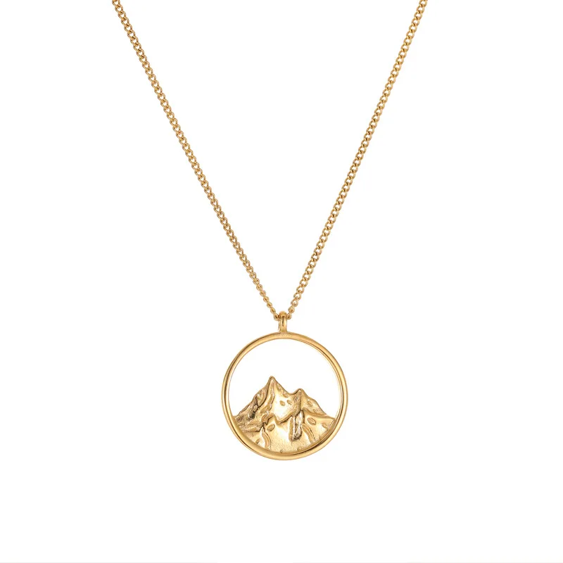 Best gift stainless steel scenery mountain sea pendant gold plated round couple necklace jewelry
Best gift stainless steel scenery mountain sea pendant gold plated round couple necklace jewelry