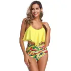 Wholesale High Waist Two Pieces Bikini Set Printing Bottom Tassel Top Swimsuit Hot Sexy Women Bikini Sets