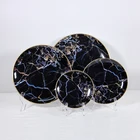 Best round black ceramic porcelain tableware decaled handmade ceramic porcelain stoneware
