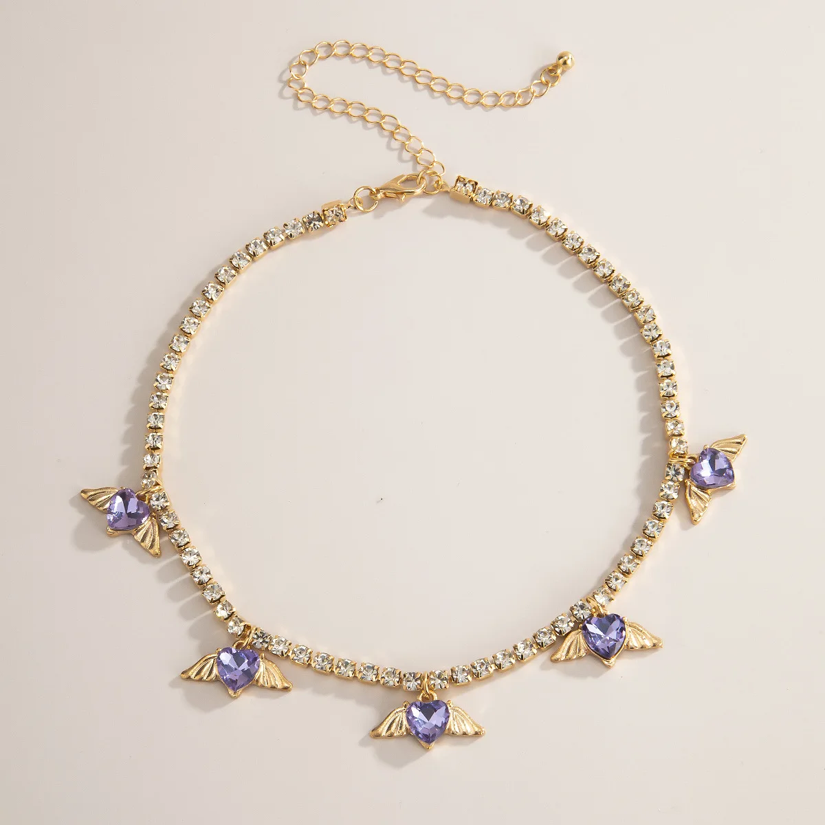 Trendy New Shining Crystal Heart Wing Pendant Necklace Luxury Rhinestone Tennis Chain Choker Necklace Girls Jewelry
Trendy New Shining Crystal Heart Wing Pendant Necklace Luxury Rhinestone Tennis Chain Choker Necklace Girls Jewelry