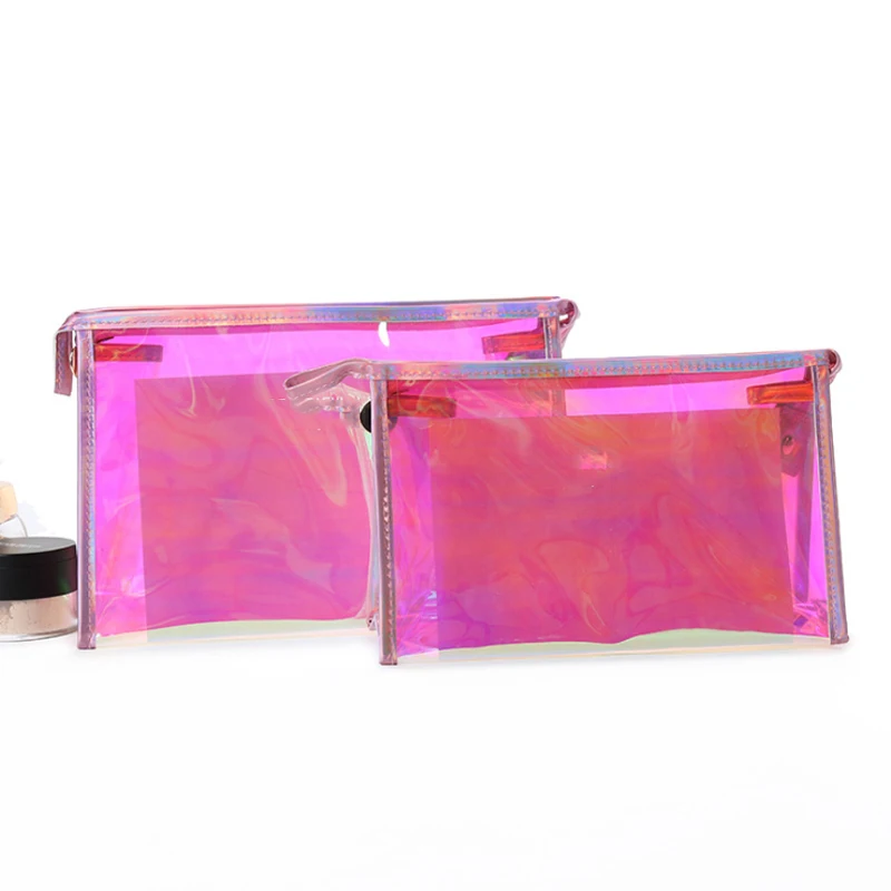 Cosmetics Pouch Wholesale Monogram Women Zipper Clear Rainbow Laser Colorful PVC Medium Casual Makeup Bag, Customized 
Cosmetics Pouch Wholesale Monogram Women Zipper Clear Rainbow Laser Colorful PVC Medium Casual Makeup Bag, Customized