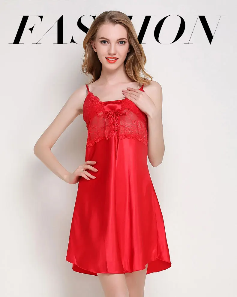 New Sexy Lace Sling Women Nightdress Simulation Silk Pajamas Wholesale Short Sleeve Night Wear for Ladies, Pink, navy, black, orcustomized color
New Sexy Lace Sling Women Nightdress Simulation Silk Pajamas Wholesale Short Sleeve Night Wear for Ladies, Pink, navy, black, orcustomized color