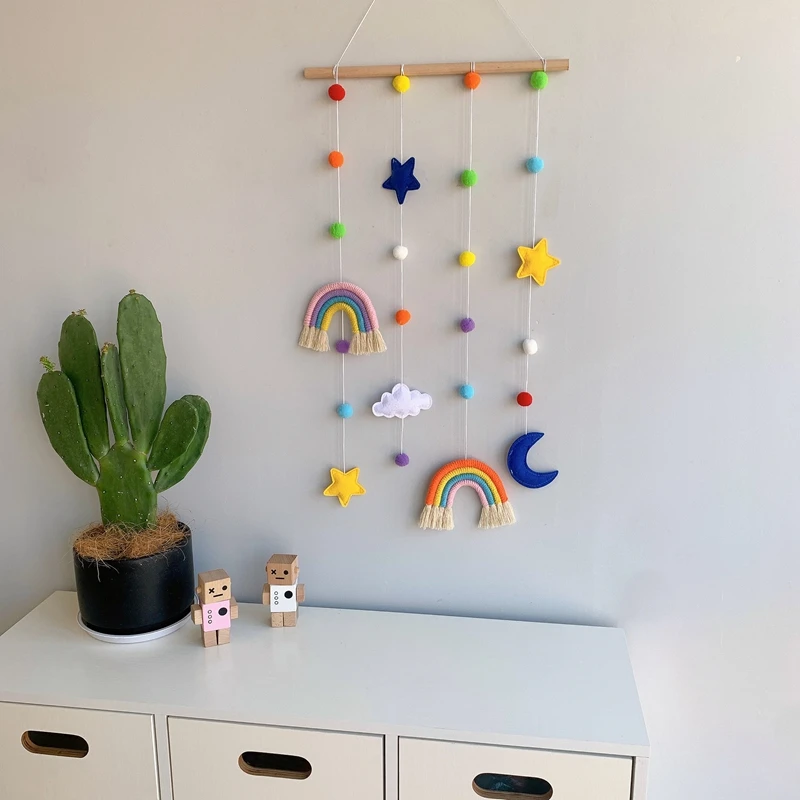 Cloud Star Rainbow Moon Creative Bedroom Hand-woven Hanging Wall Decoration, Picture
Cloud Star Rainbow Moon Creative Bedroom Hand-woven Hanging Wall Decoration, Picture