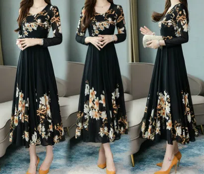 New arrival summer korean style women's fashion spring temperament long-sleeved chiffon dress mid-length floral dresses
New arrival summer korean style women's fashion spring temperament long-sleeved chiffon dress mid-length floral dresses