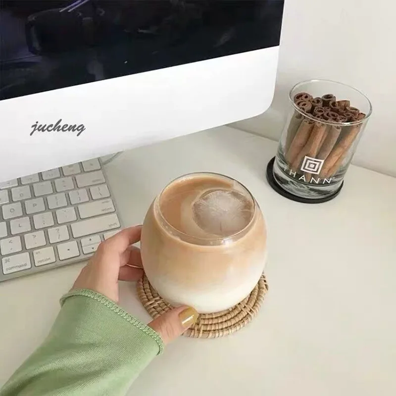 SOLHUI Creative Glass Juice Cup Big Belly Whiskey Wine Glass Water Cup 
SOLHUI Creative Glass Juice Cup Big Belly Whiskey Wine Glass Water Cup
