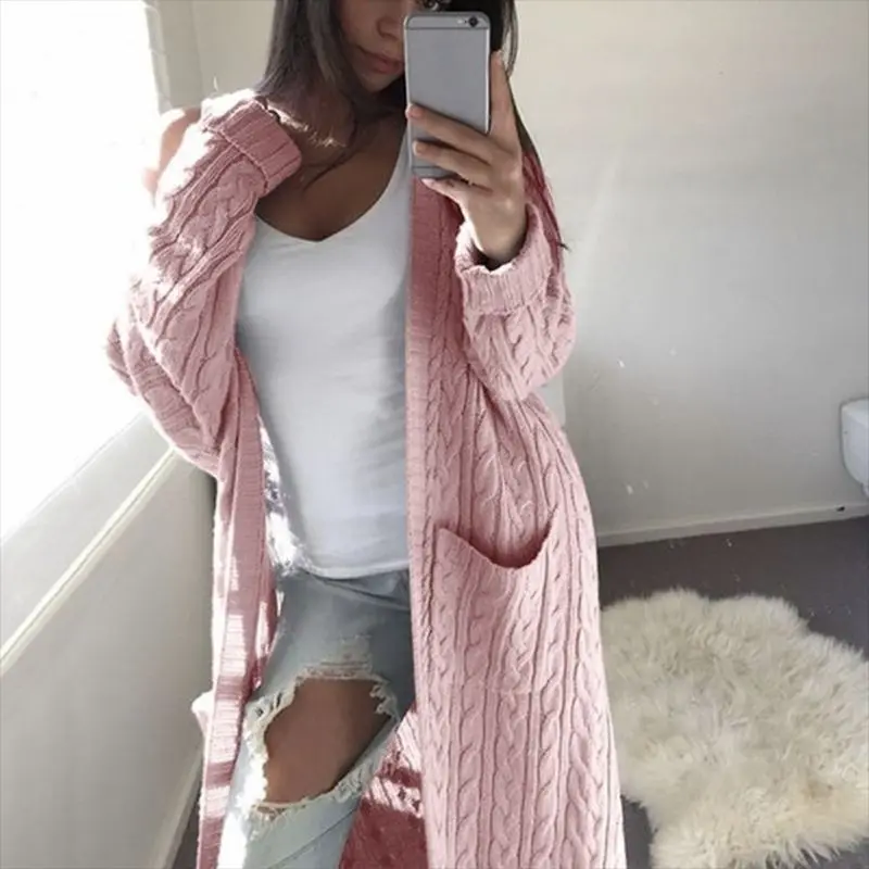 New Autumn Winter Ladies Long Sleeve Open Front Cardigans Twist Loose Cozy Knitted V-neck Pocket Soft Chunky Women's Sweater, As picture
New Autumn Winter Ladies Long Sleeve Open Front Cardigans Twist Loose Cozy Knitted V-neck Pocket Soft Chunky Women's Sweater, As picture